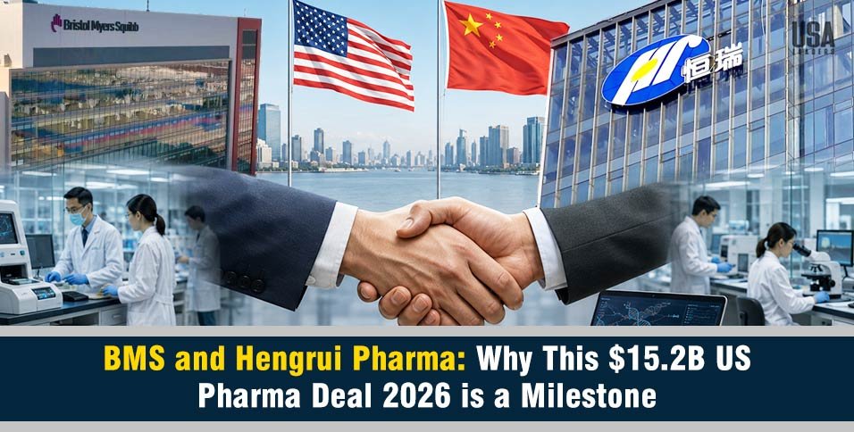 BMS Hengrui Pharma $15.2B oncology deal graphic - 13 programs US pharma partnership 2026