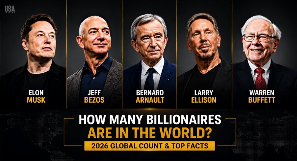 Top 10 richest billionaires in the world 2026 including Elon Musk, Jeff Bezos, Bernard Arnault, Larry Ellison, and Warren Buffett